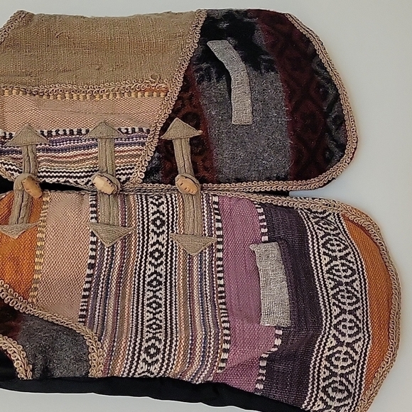 VTG CREAZIONI EFFECI Rustic Patchwork Burlap Unisex Grunge Hippie Vest - Picture 4 of 9